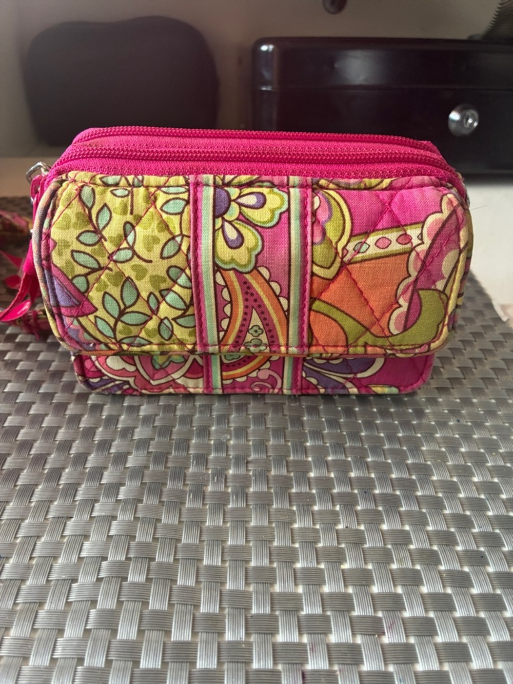 Vera Bradley Pink Multi Quilted Paisley Cosmetic Pouch